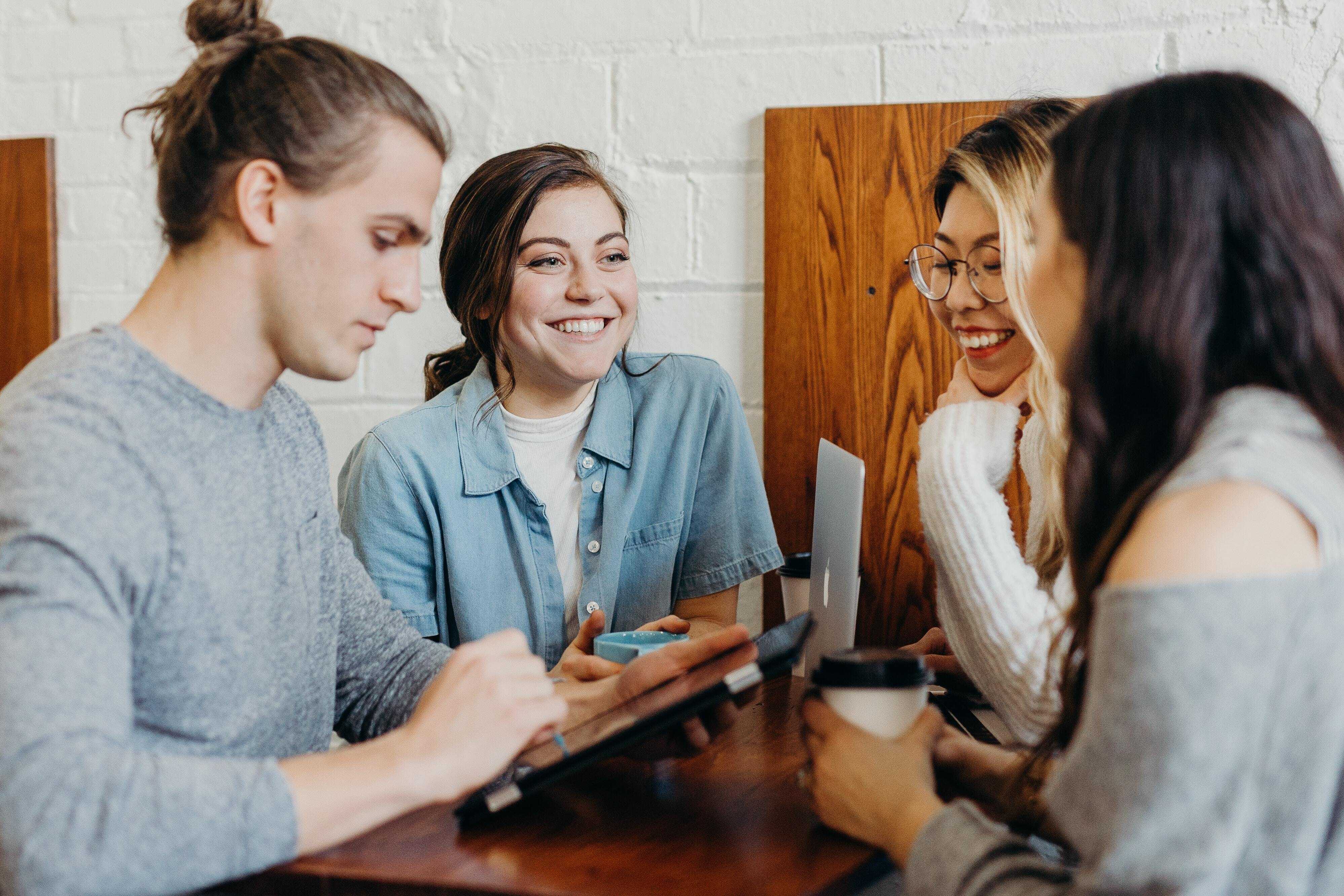 Friends chatting over coffee